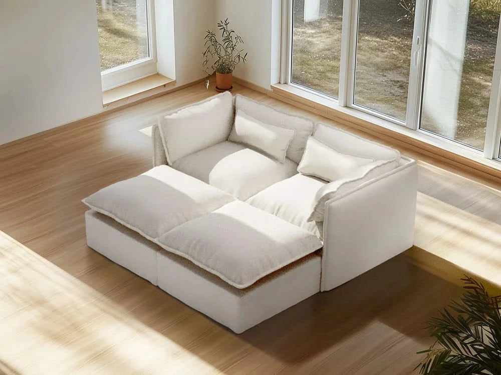 Lifely Modular 2 Seater Bed - White Boucle