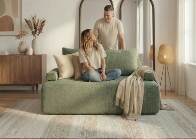 Sleeper Sofa / 2-Seater 1.37m Double / Sage Green